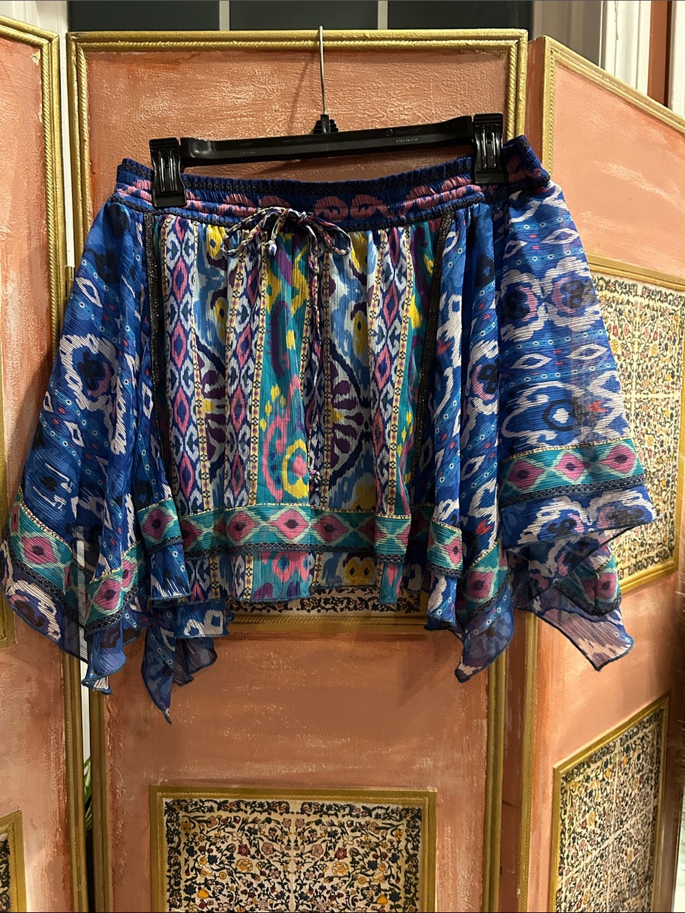 Zara Blue Multi-Color Asymmetrical Printed Skirt